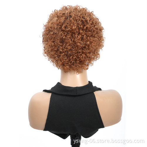 Wholesale 1B/30 Jerry Curl pixie cut Human Hair Wigs Short Cut Wig 100% Brazilian Curly Human Hair Wig For Black Women